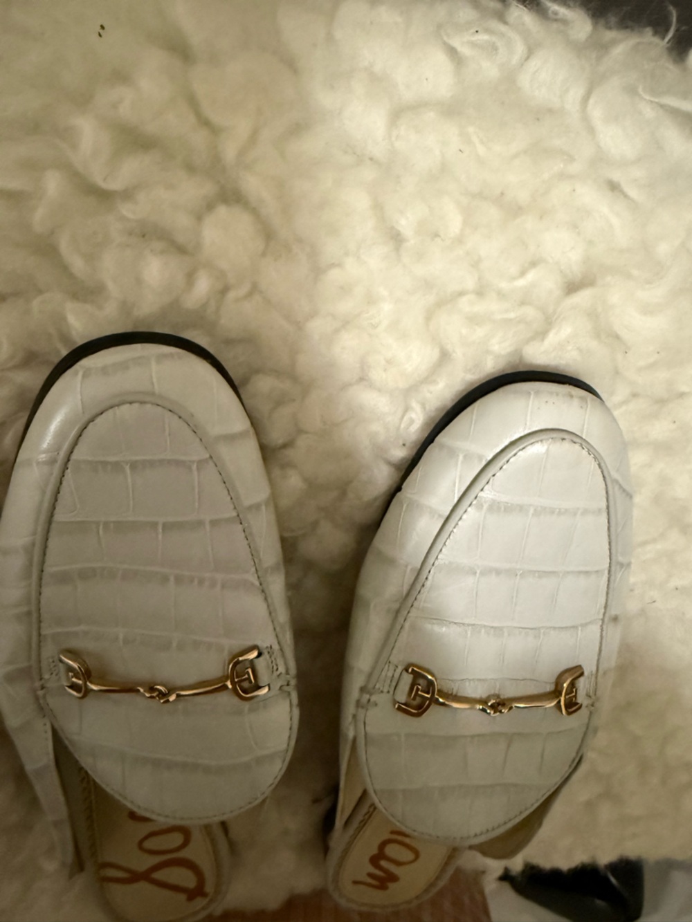 Sam Edelman Linnie Cream Croc-Embossed Horsebit Mules Loafers – Size 7.5 - Picture 3 of 6